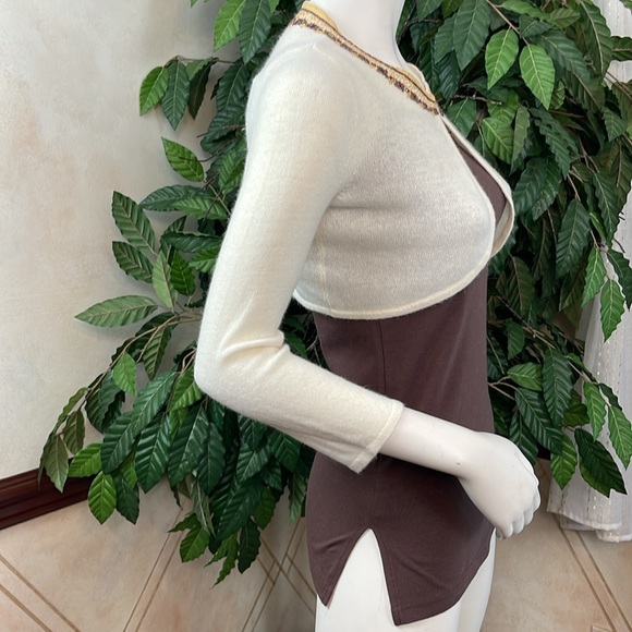 BEAD EMBELLISHED ANGORA SHRUG WITH CAMISOLE - Picture 5 of 14